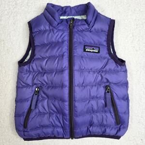 Patagonia Baby 12 Month Down Sweater Puffer Vest Zip Pockets Insulated Purple